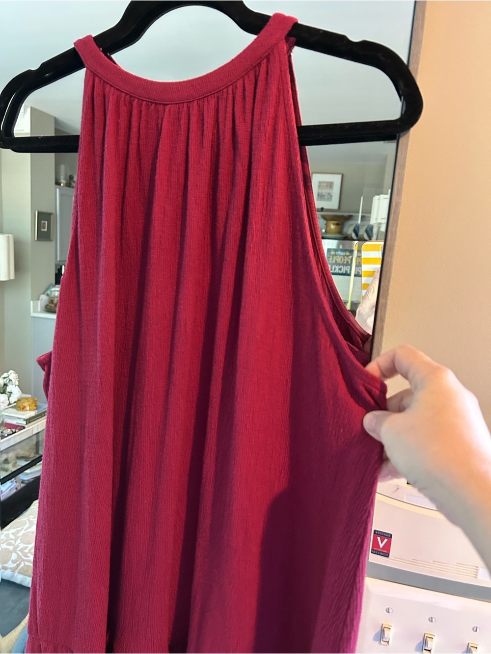 LOFT Dark Pink Sleeveless Tiered Mini Dress - Picture 3 of 5